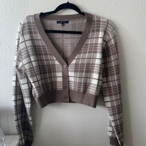 Cropped flannel cardigan
